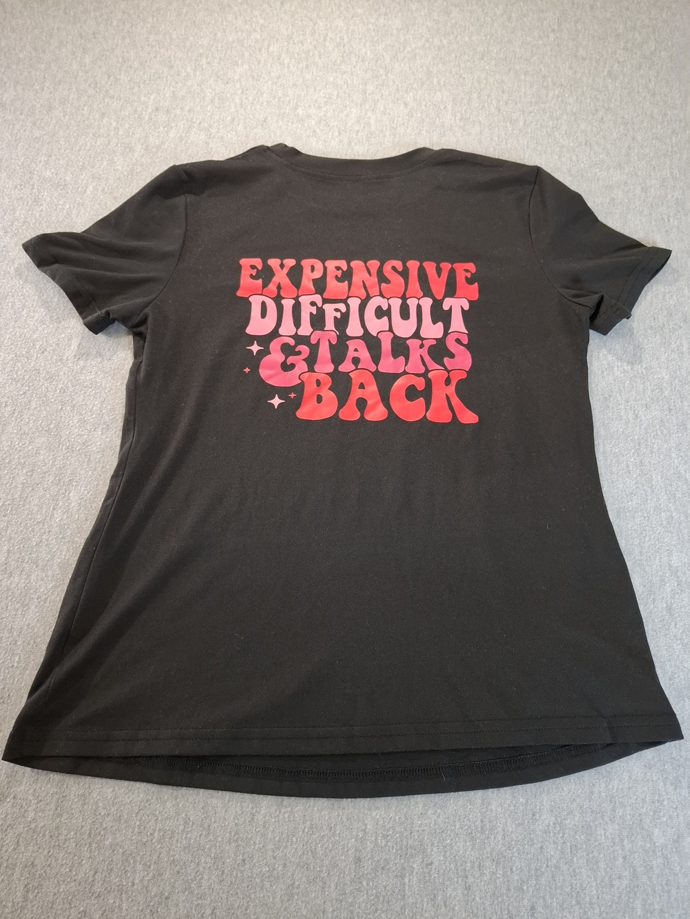 Women's Size S Black Short Sleeve Tee with Pink Skeleton Hand Graphic - Picture 4 of 7